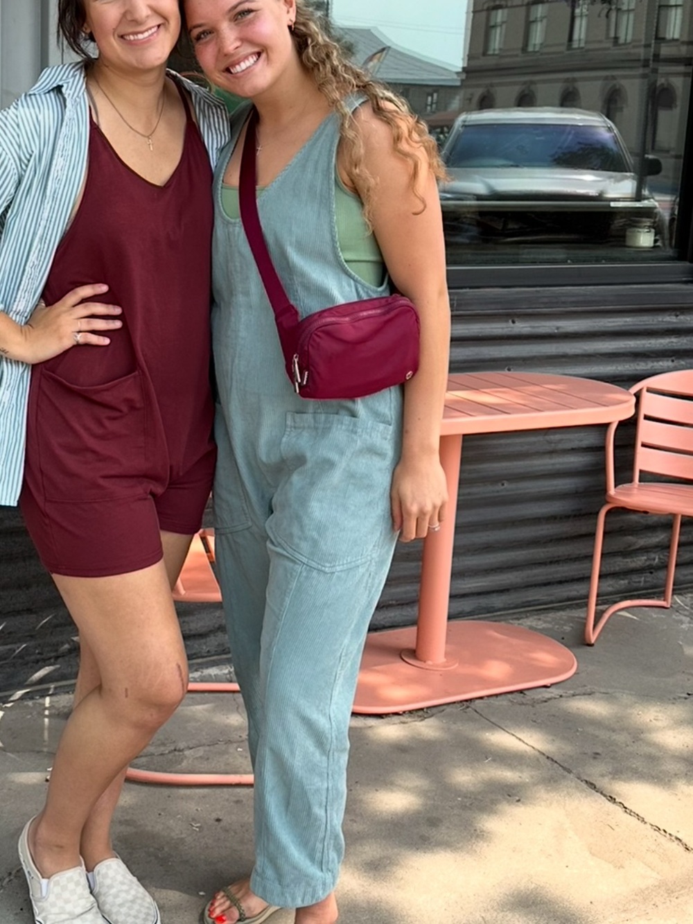 We the free high roller cord jumpsuit light blue